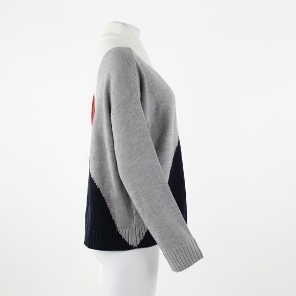 Tommy Hilfiger Diamond-Print Mock-Neck Sweater - Ivory  Heather Grey - Picture 5 of 5